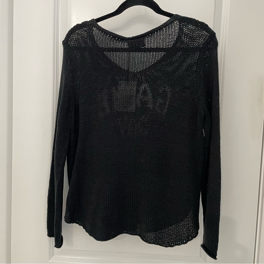 NWT Wooden Ships Game Day V Cotton Sweater in black/breaker white    G73 - Picture 7 of 7